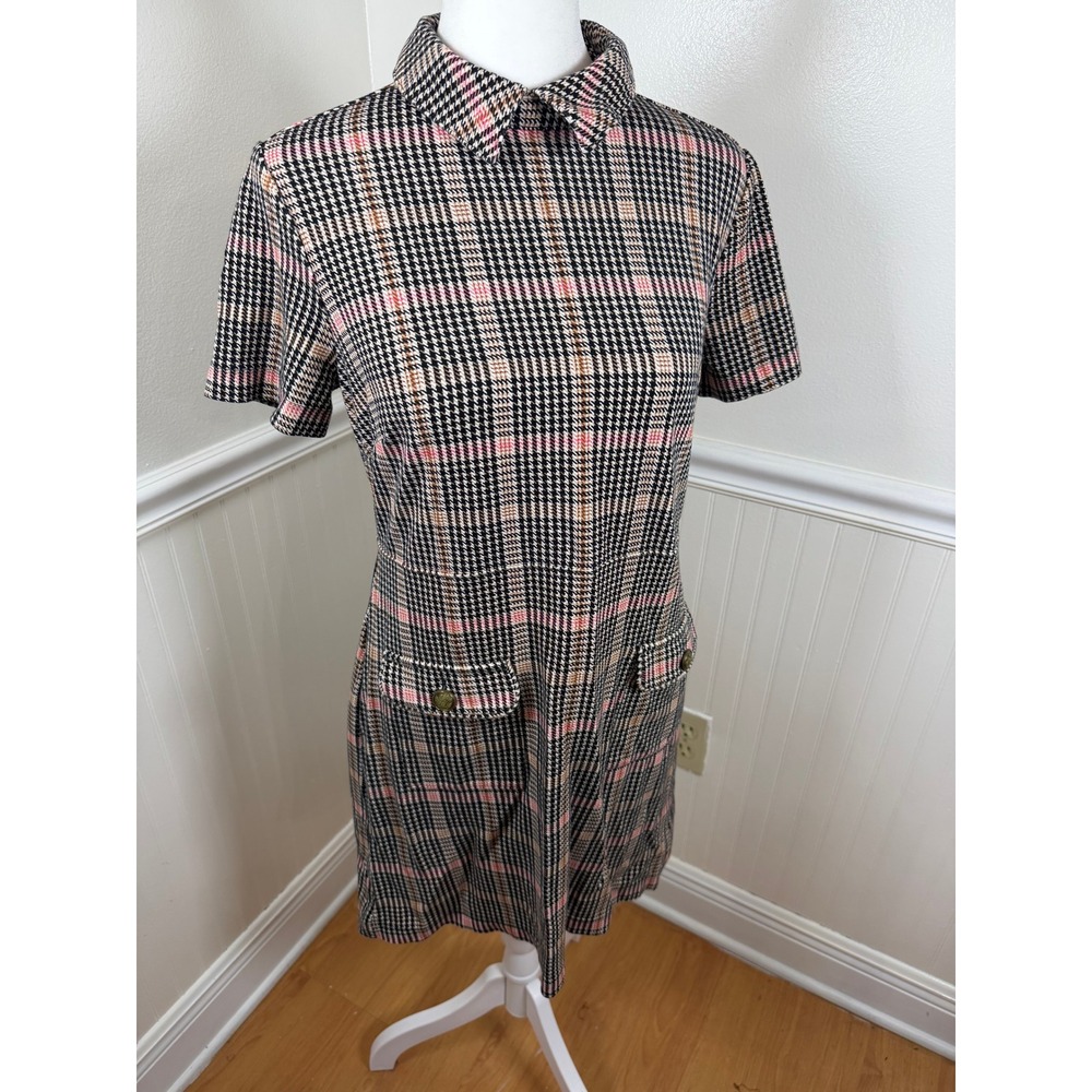 Loft Womens‎ Plaid Collared Short Sleeve Dress with Pockets Petite Size SP